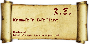 Kramár Bálint névjegykártya